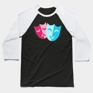 Theatrical blue mask smiles and red cry Baseball T-Shirt